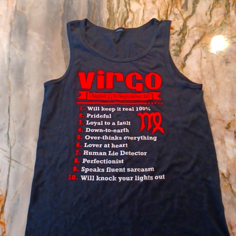 Virgo Black & Red Tank, size Medium,  no tag